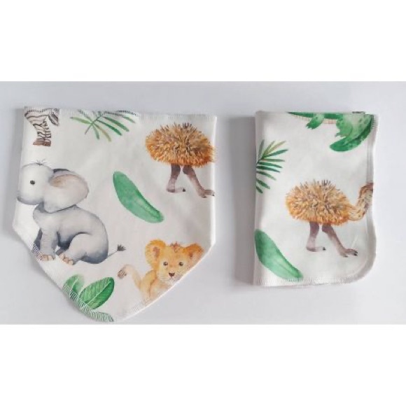 STINA & MAE Safari Life Organic Cotton Bib/Burp Set - 2pk - Picture 1 of 3